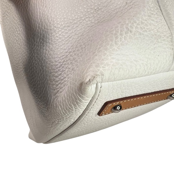 Dooney & Bourke Vintage Pebble Grain Leather Hobo Bag Purse - Off White & Tan - Picture 12 of 13